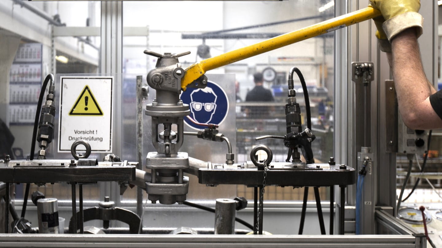 Equipment showing hazard warnings