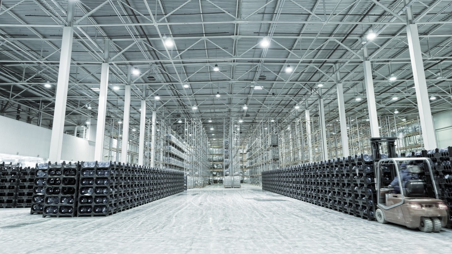 Warehouse with forklift truck