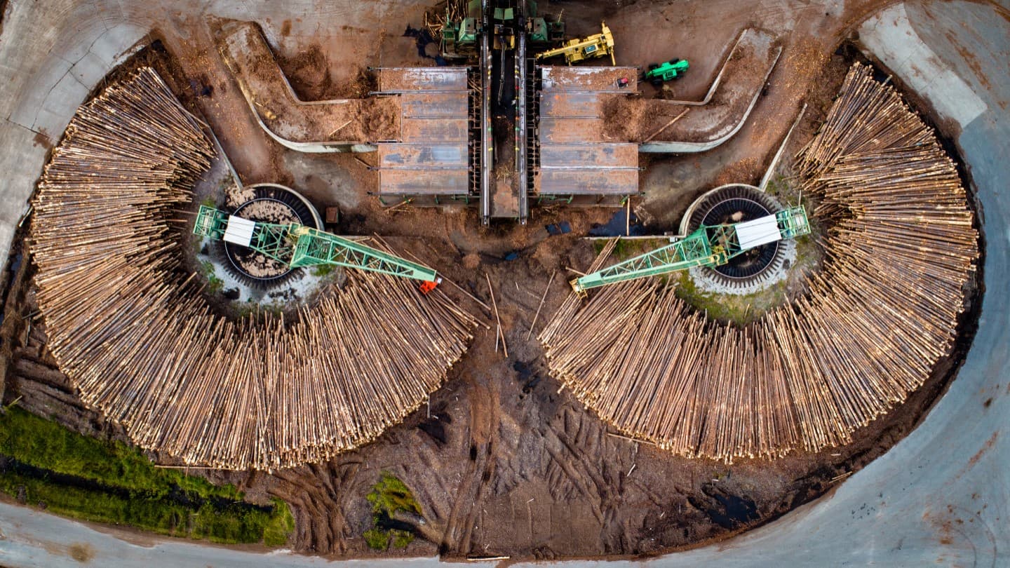 Aerial view of paper pulping